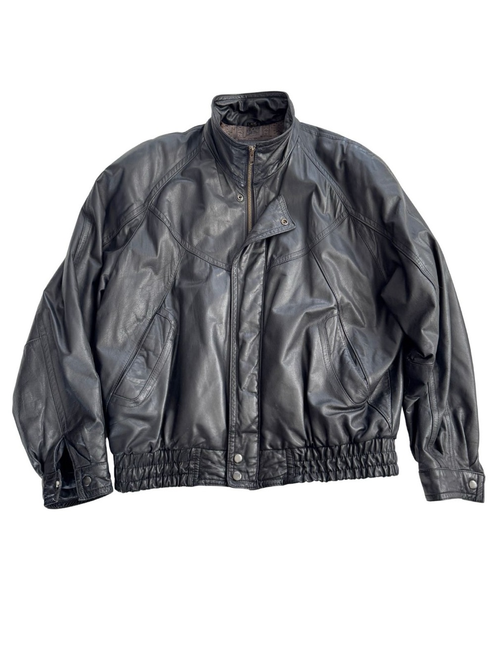 Vintage Men's Black Leather Bomber Jacket